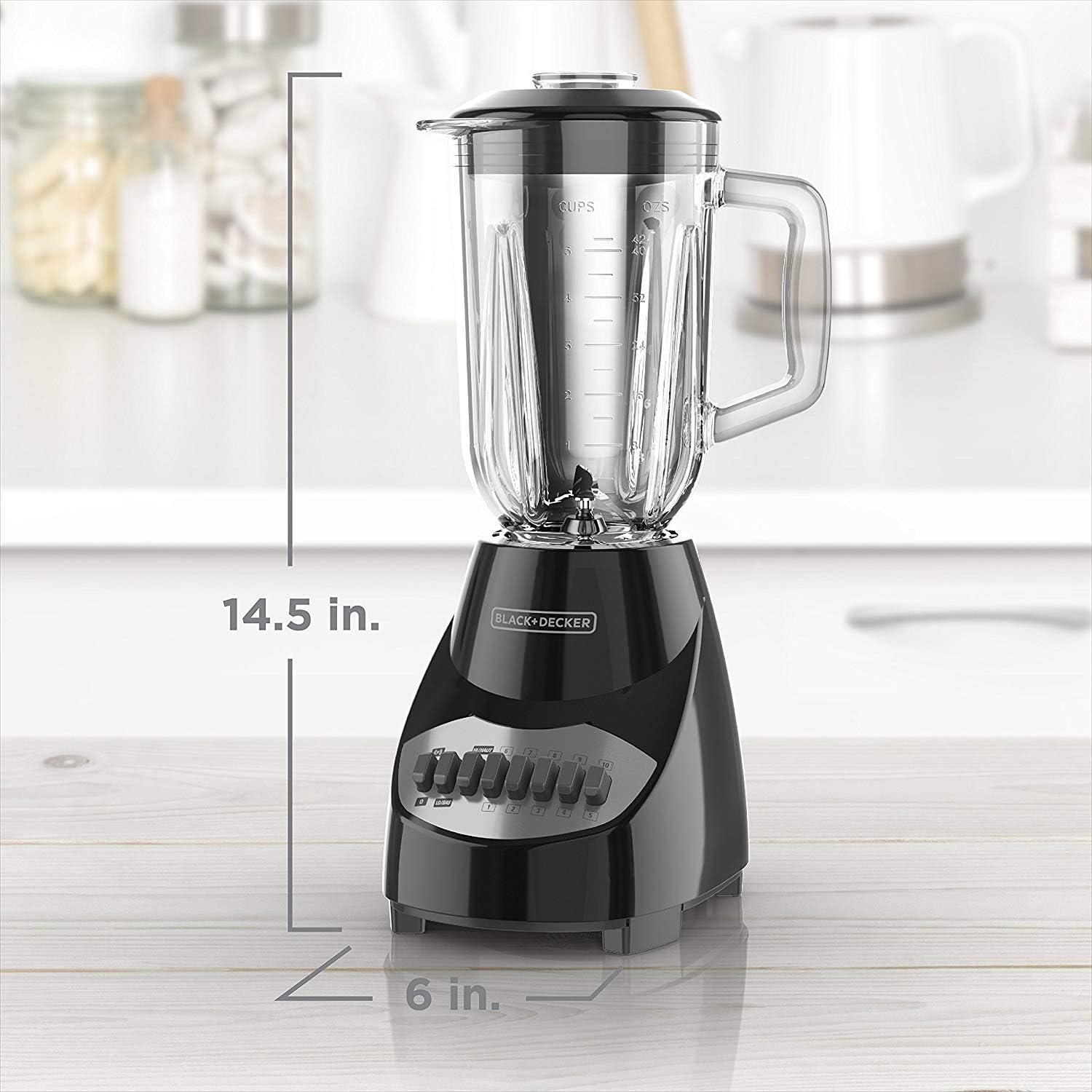 BLACK+DECKER BLACK+DECKER 10-Speed Countertop Blender, BL2010BG, 6-Cup Glass Jar, Dishwasher-Safe, Stainless Steel Blade, Suction Feet