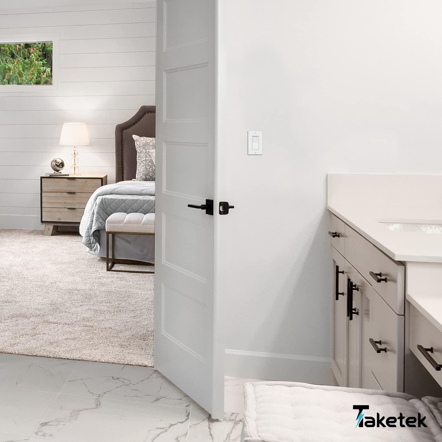 3 Way Decorator Switch with Wall Plate, Electrical Rocker Light Switch, Single Pole or Three Way, 3 Wire, 15A 120V/277V, UL Listed, White (10 Pack)