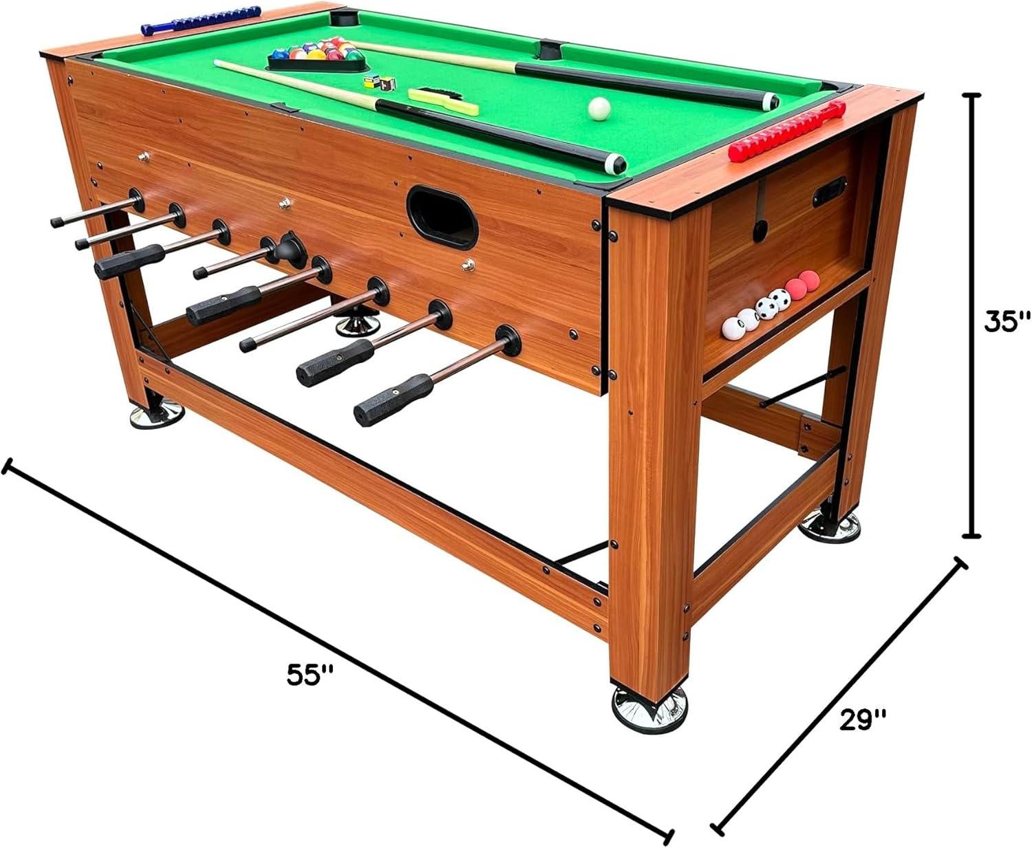 Dyad 55" Brown and Black 2-in-1 Foosball and Pool Table