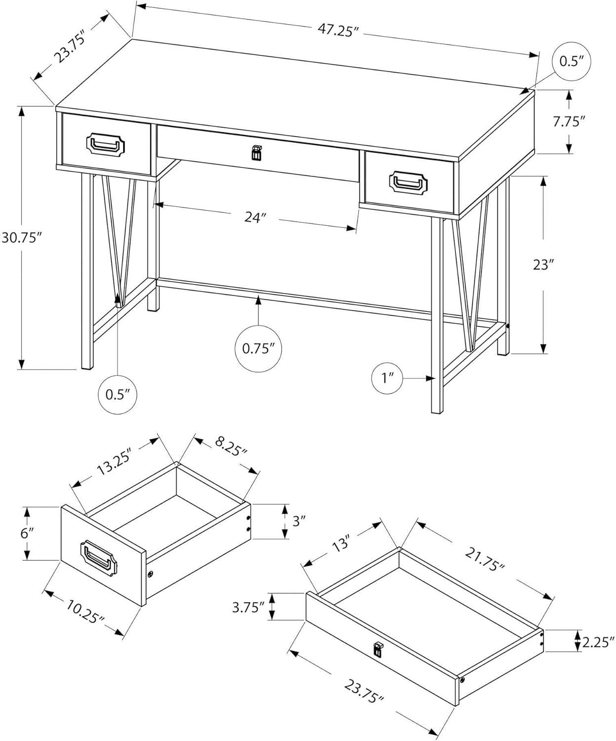 Transitional Corner Home Office Desk with 3 Drawers, Brown Reclaimed Wood