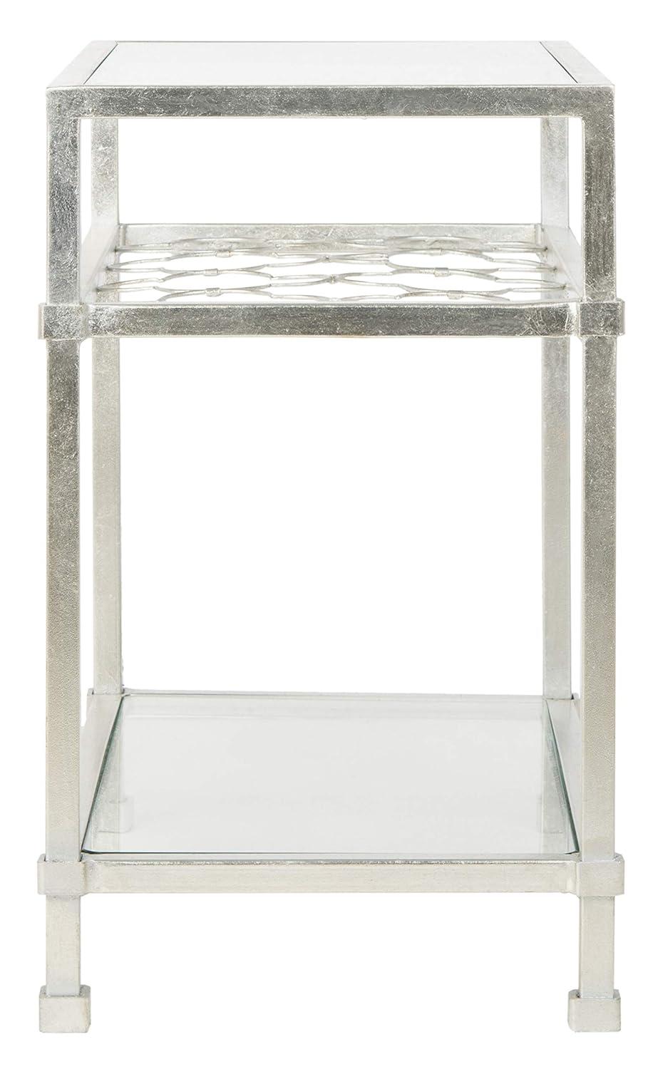 Hanzel Gold Leaf Glass Side Table - AMH8312A - Gold/Glass - Safavieh Couture