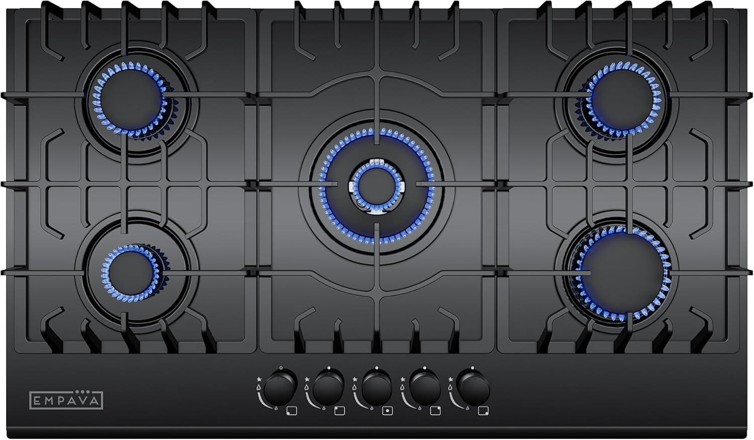 Empava 36" Black 5 Burner Cooktop