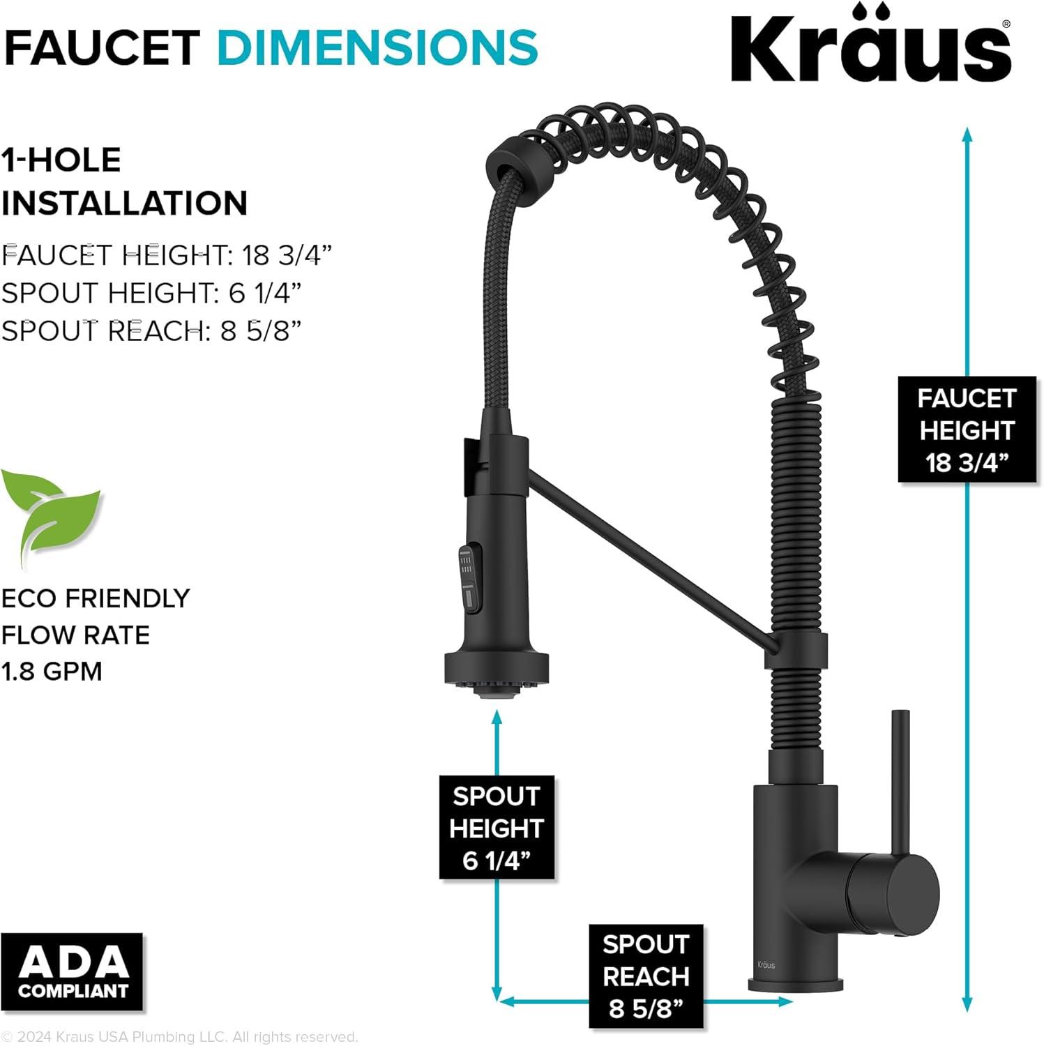 KRAUS Bolden Commercial Style 2-Function Single Handle Pull Down Kitchen Faucet