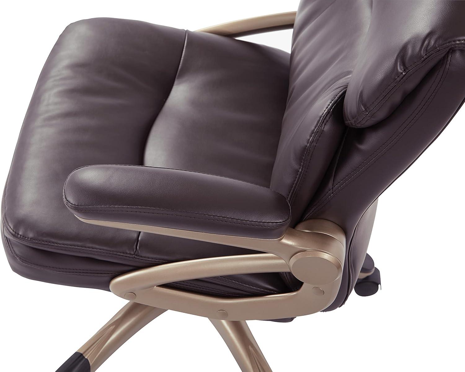 Executive Low Back Chair in Espresso Bonded Leather with Cocoa Accents