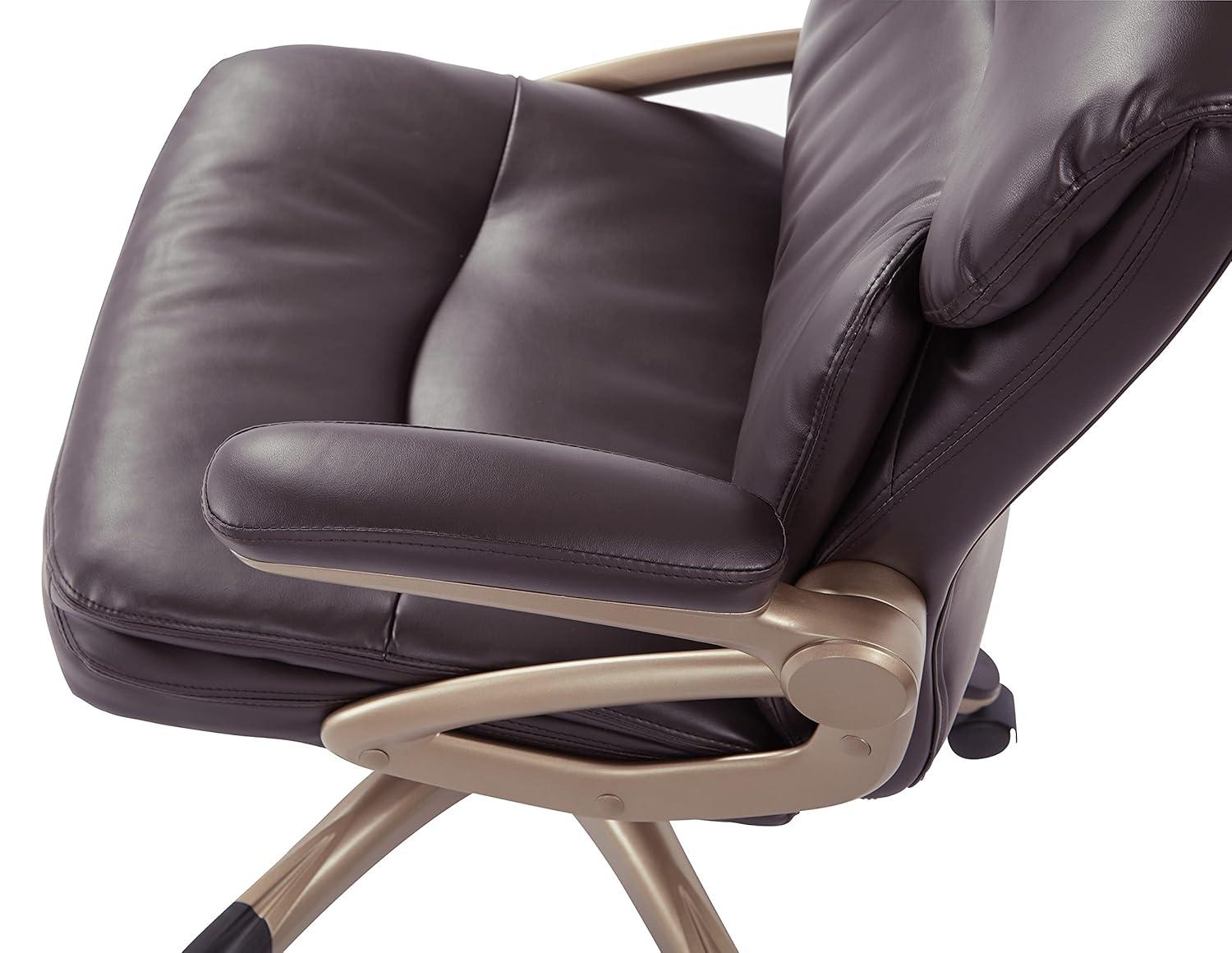 Executive Low Back Chair in Espresso Bonded Leather with Cocoa Accents