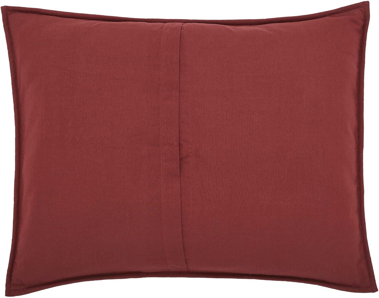 Connell Burgundy and Khaki Cotton Quilted Standard Sham