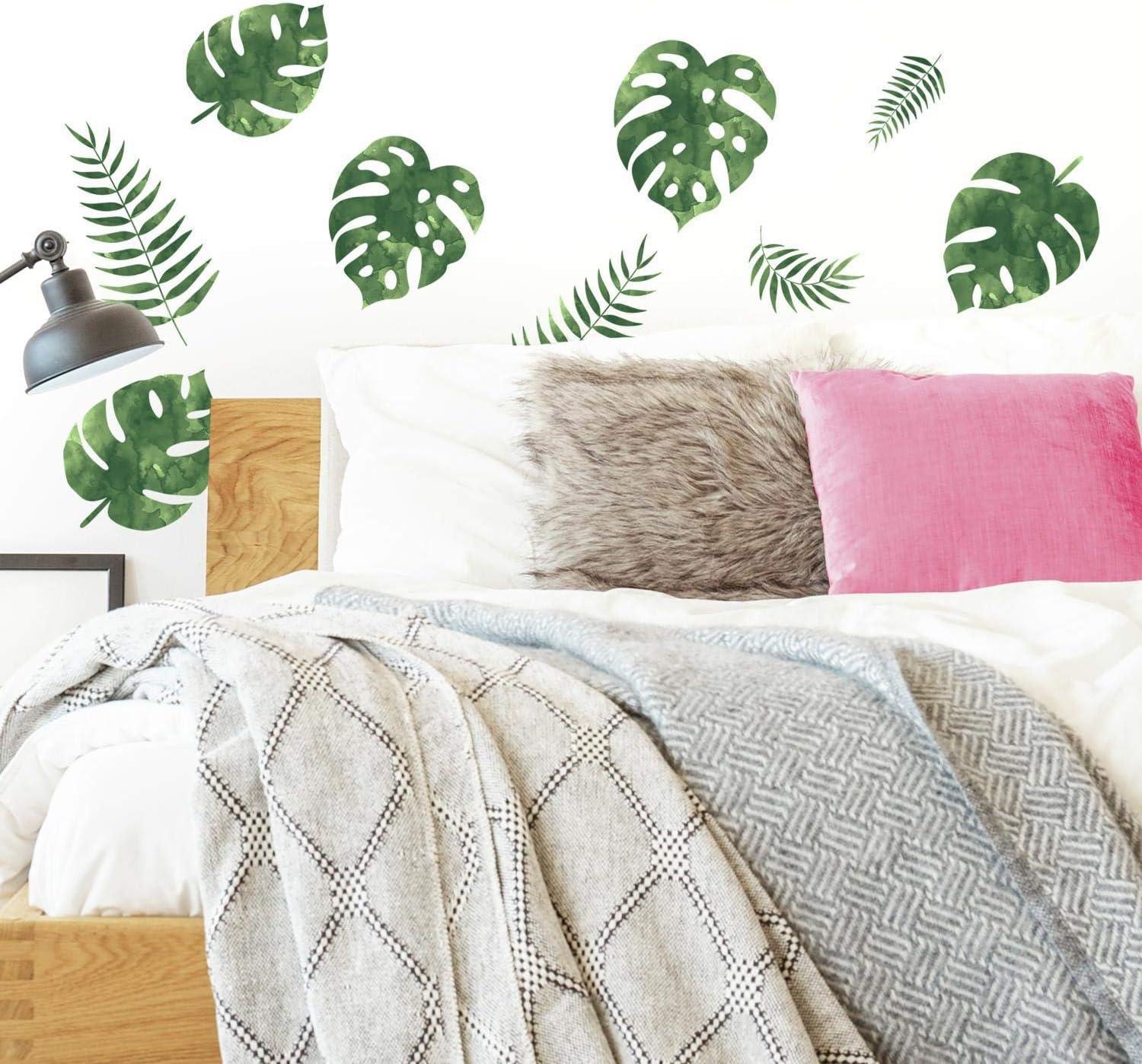 Green Tropical Palm Leaves Vinyl Wall Decals Set