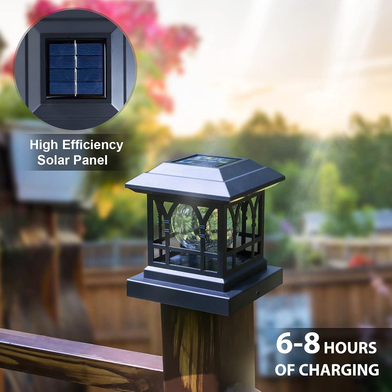 Liefgarden Solar Post Cap Lights Outdoor, RGB & Warm White 2 LED Lighting Mode 20 LM, Fits 3.6x3.6 4x4 4.5x4.5 5x5 Wooden Fence Deck Patio Garden. Black (6 Pack)