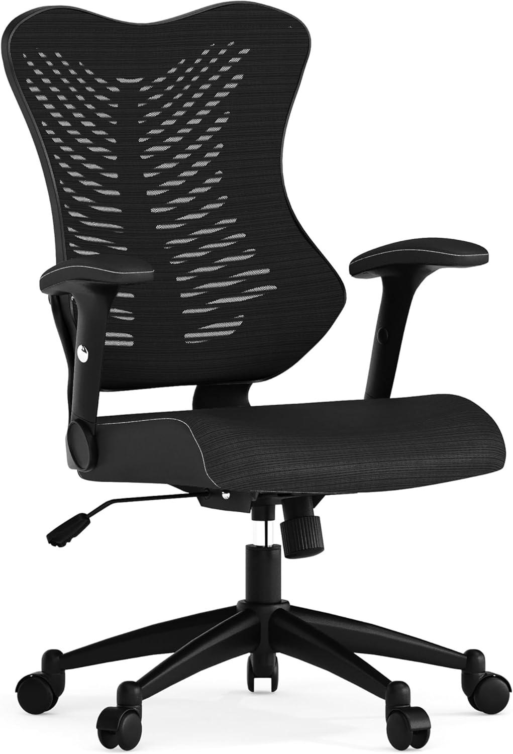 Kale Ergonomic High-Back Swivel Office Chair with Adjustable Seat Height, Black