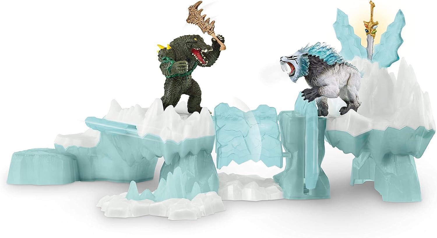 Schleich Eldrador Creatures, Mythical Creatures Toys for Kids, Attack on Ice Fortress Set with Ice Monster and Jungle Monster Action Figures, Ages 7+