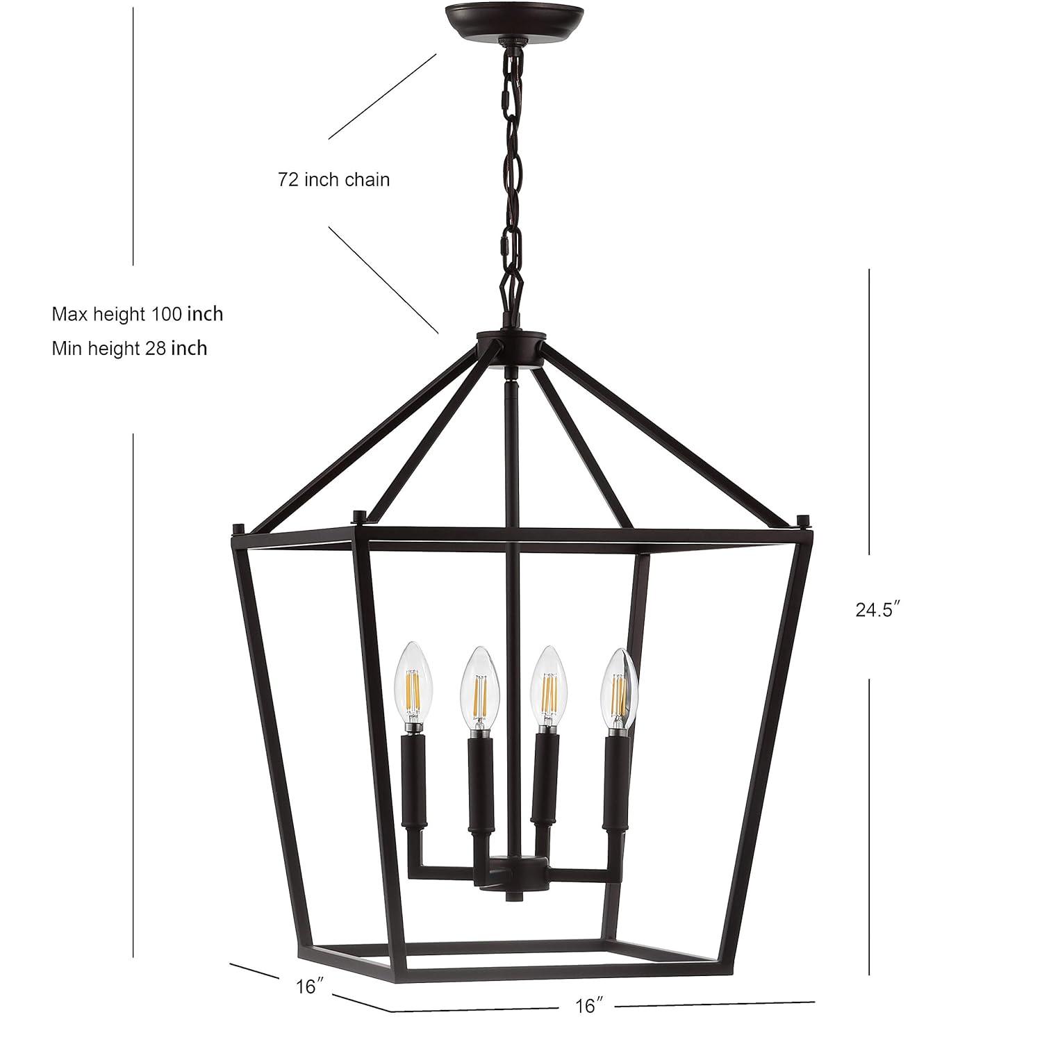 JONATHAN Y Pagoda 16" 4-Light Classic Traditional Metal Cage Lantern LED Pendant, Oil Rubbed Bronze