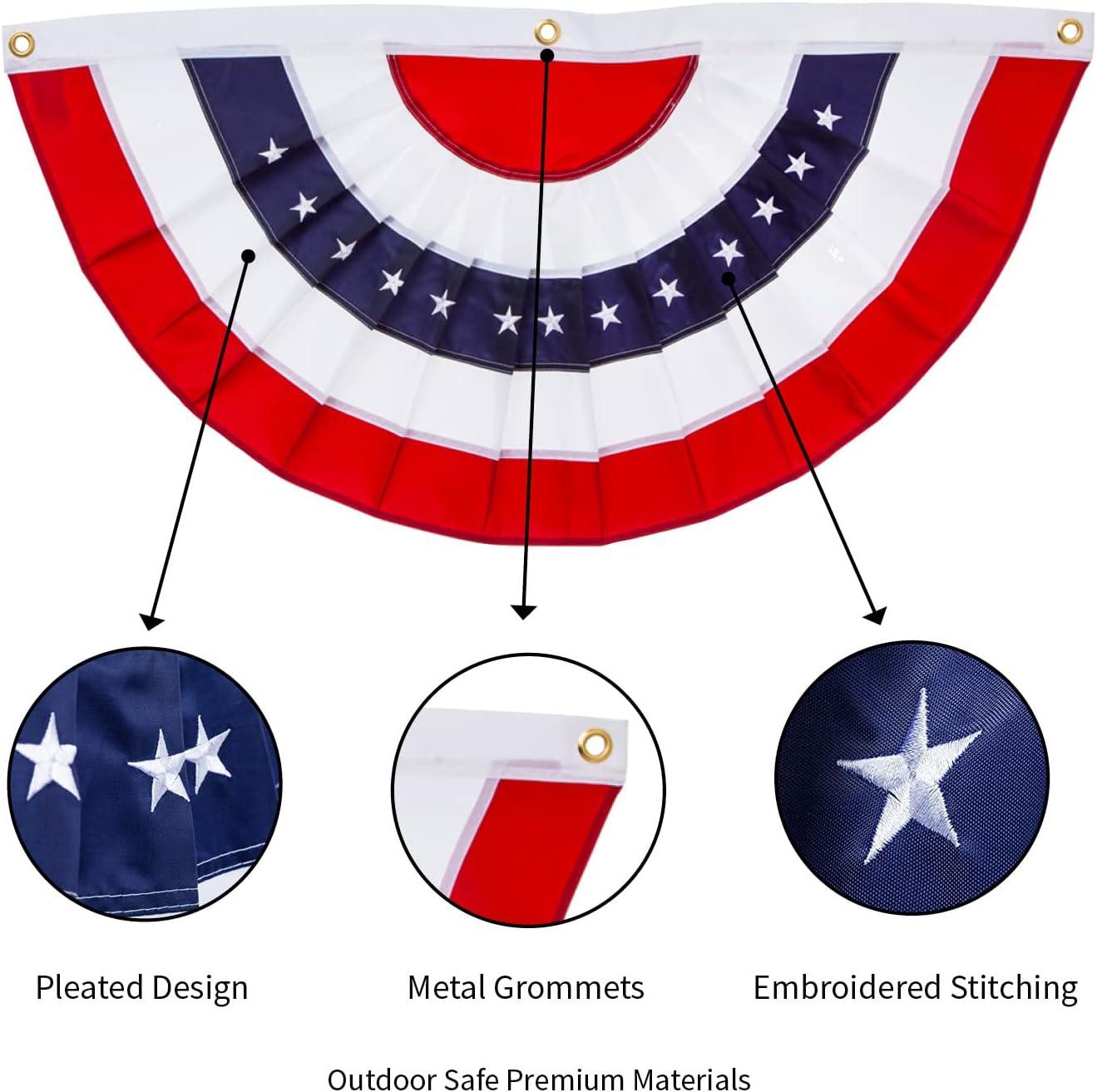 Double Sided 18'' H x 12'' W Polyester Independence Day Bunting