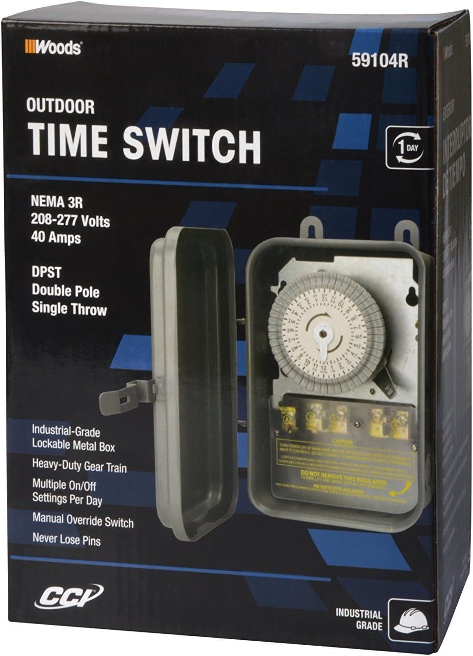 Woods - Outdoor - Mechanical Timer Switch - 277 V - Gray
