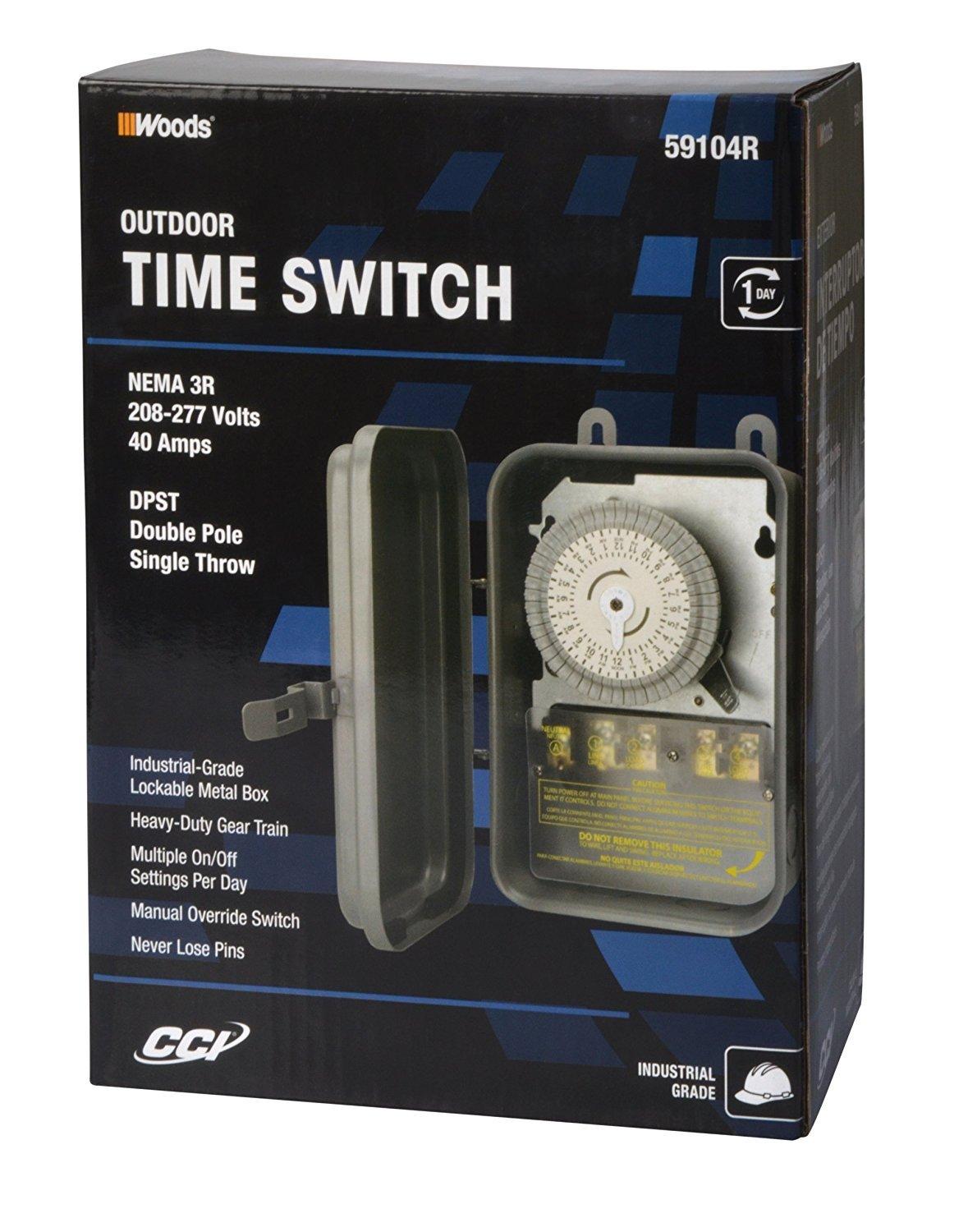 Woods - Outdoor - Mechanical Timer Switch - 277 V - Gray