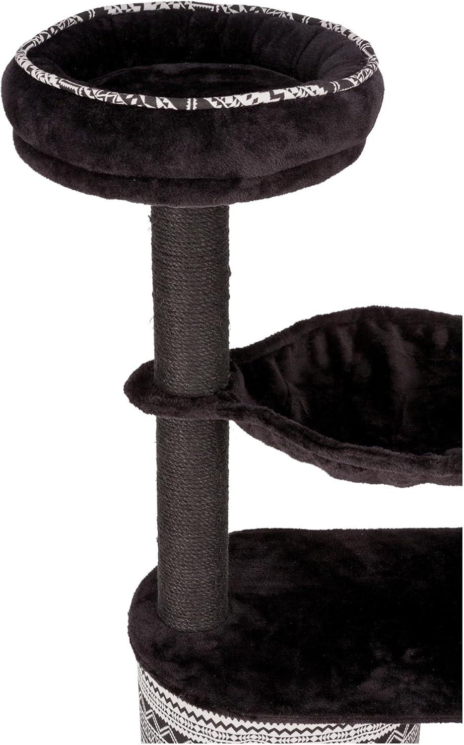 TRIXIE Giada Plush & Sisal 4-Level 44" Cat Tree with Scratching Posts, Condo & Hammock, Black