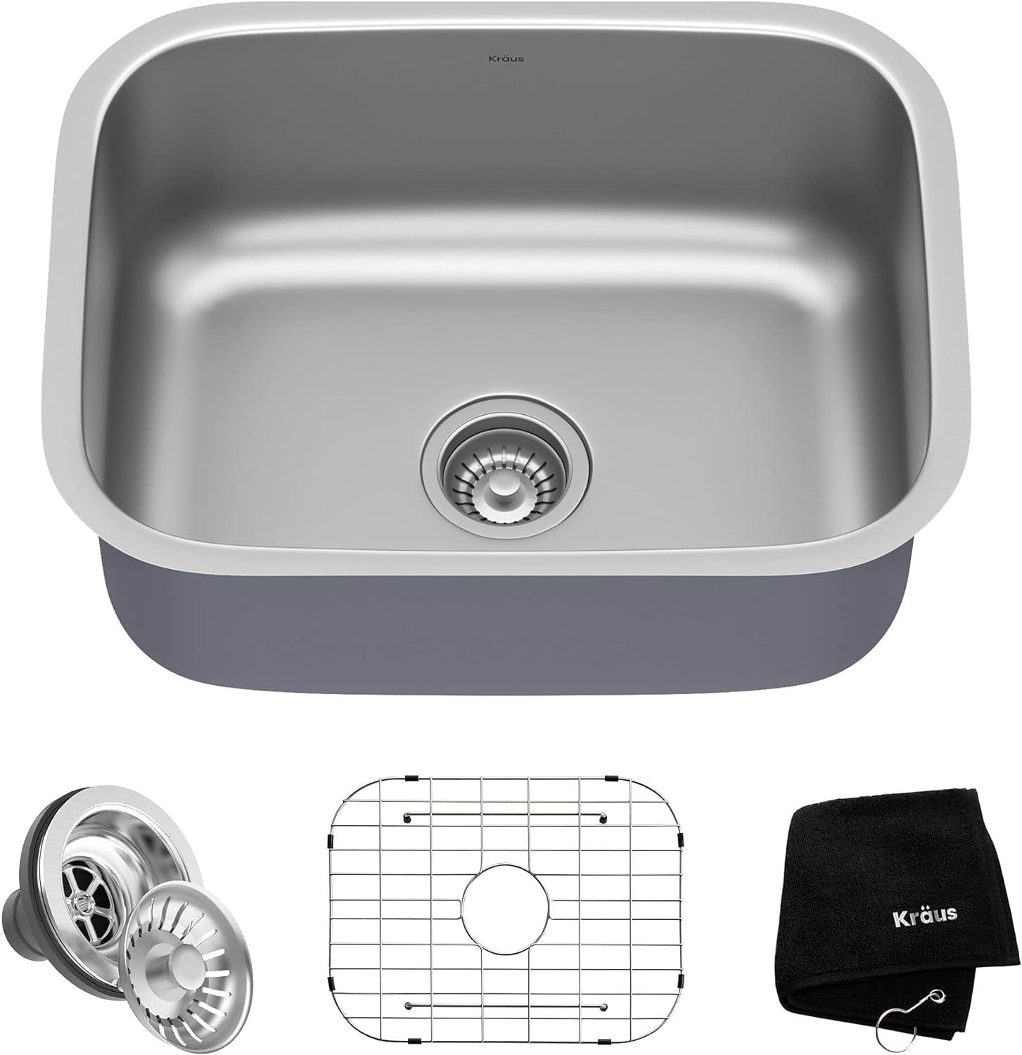 Kraus 23-Inch Satin Stainless Steel Undermount Single Bowl Kitchen Sink