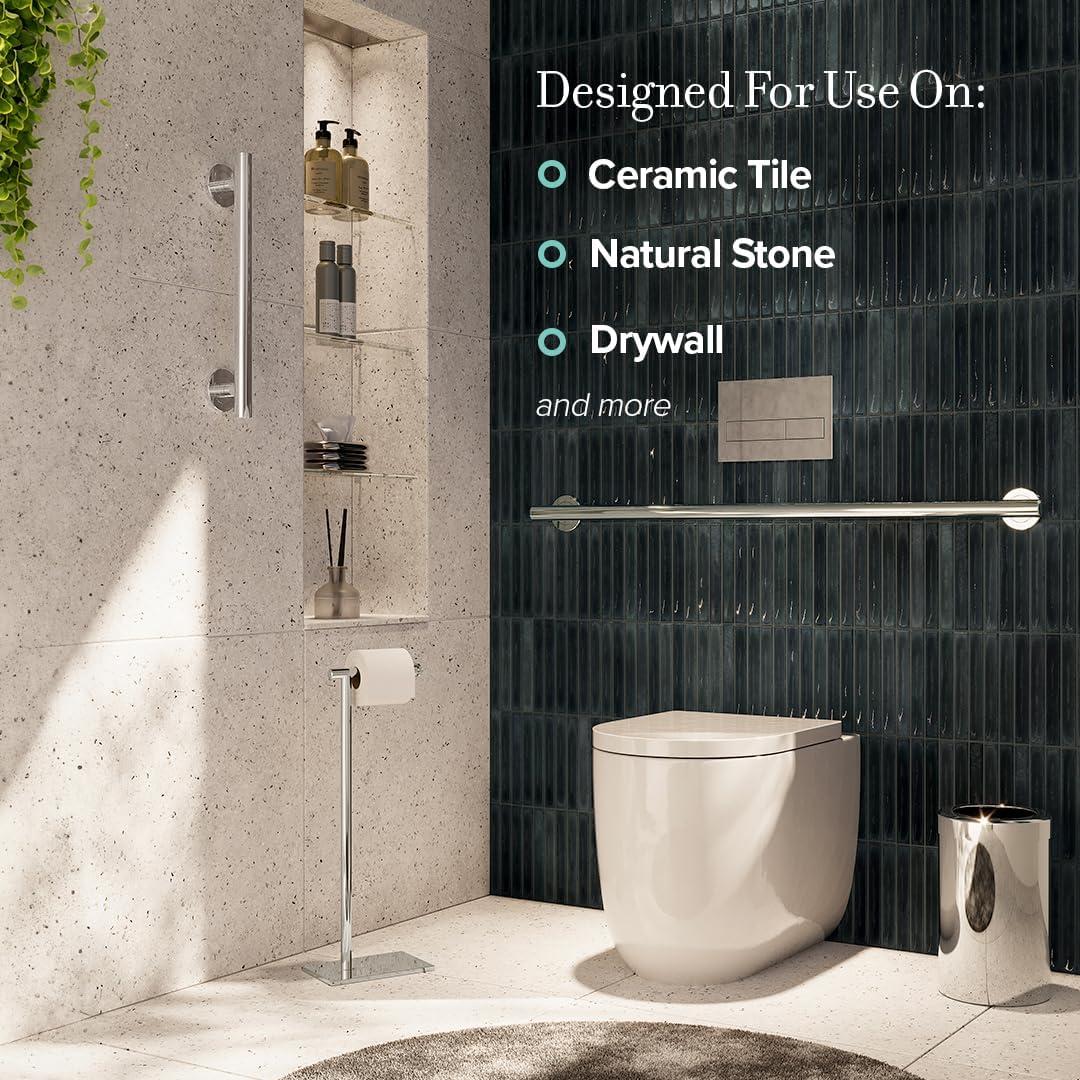 Latitude II Stainless Steel Wall Mount Grab Bar | ADA Compliant Safety Bar For Bathroom