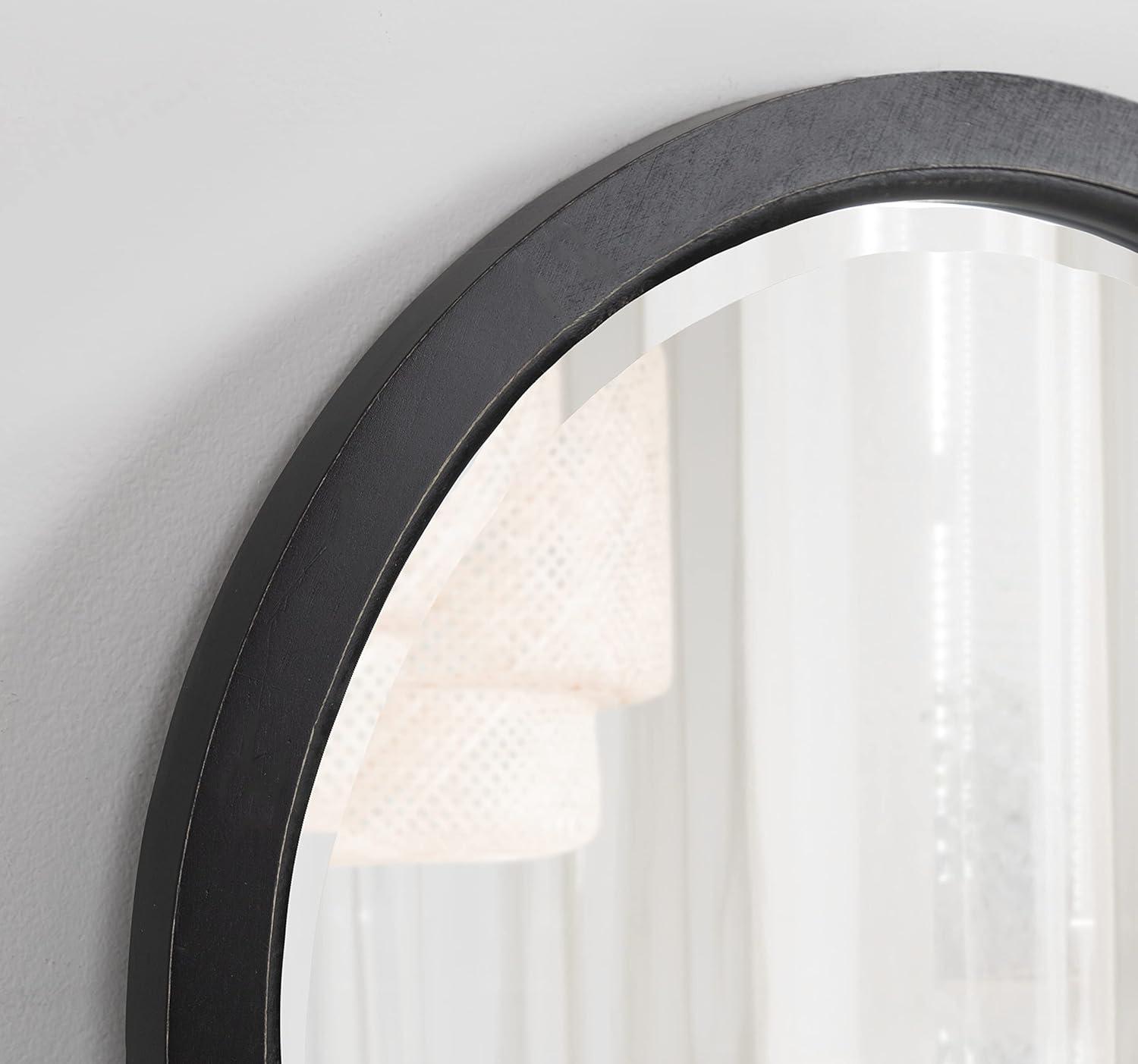 18" x 18" Hogan Round Framed Decorative Wall Mirror Black - Kate & Laurel All Things Decor: Modern Farmhouse Style, Solid Wood