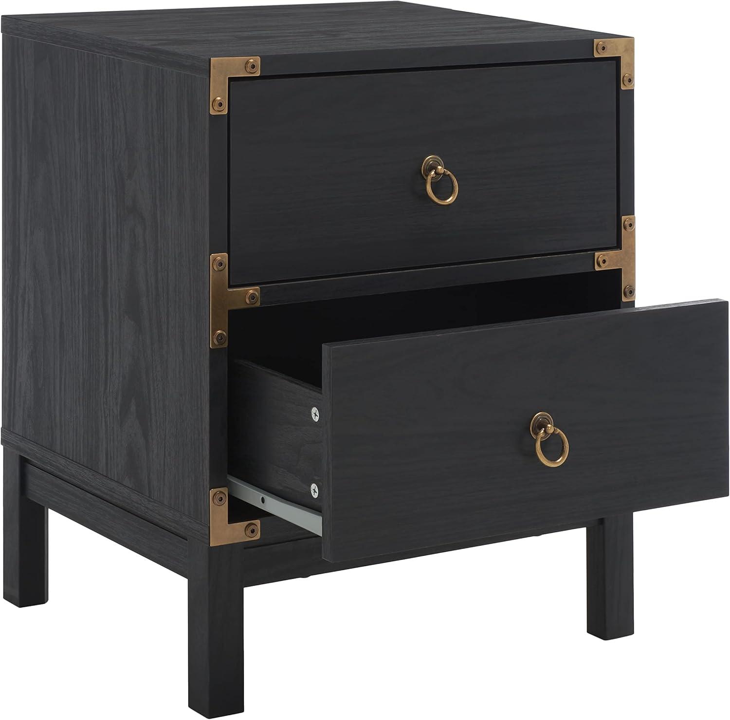 Galio Black and Gold 2-Drawer Nightstand