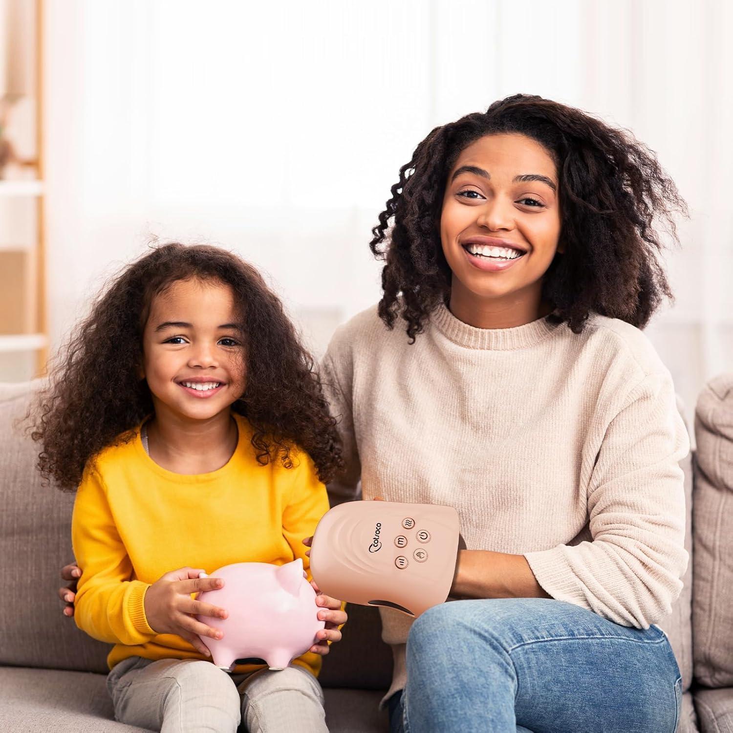 cotsoco Hand Massager with Heat and Compression for Arthritis and Carpal Tunnel, Birthday Gifts for Women Mom Men, Pink