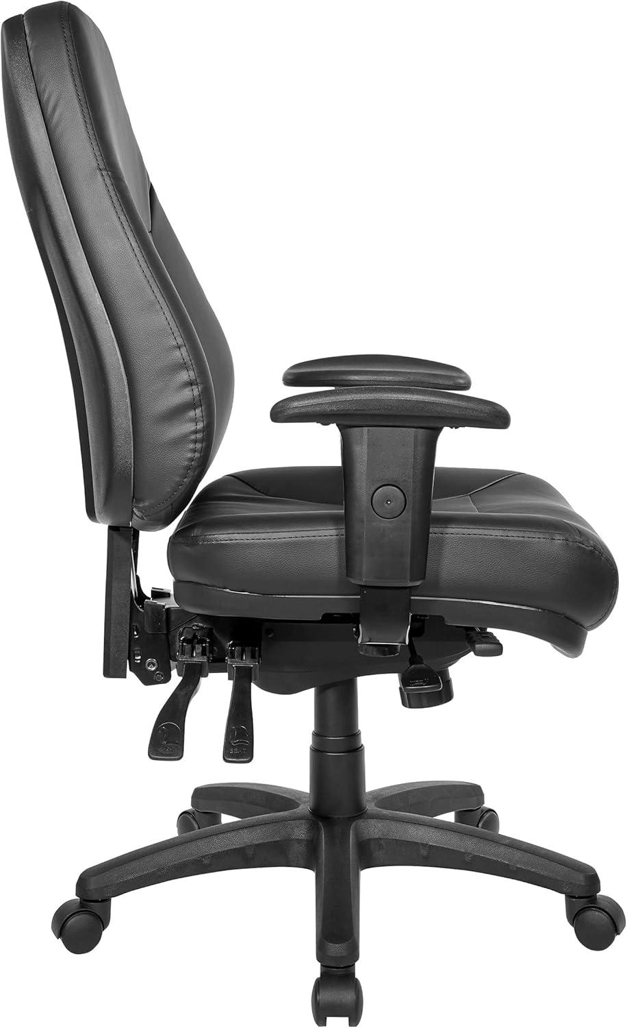 Office Star Products High Back Chair Dillion Black 2 Way Adj Arms Multi Function