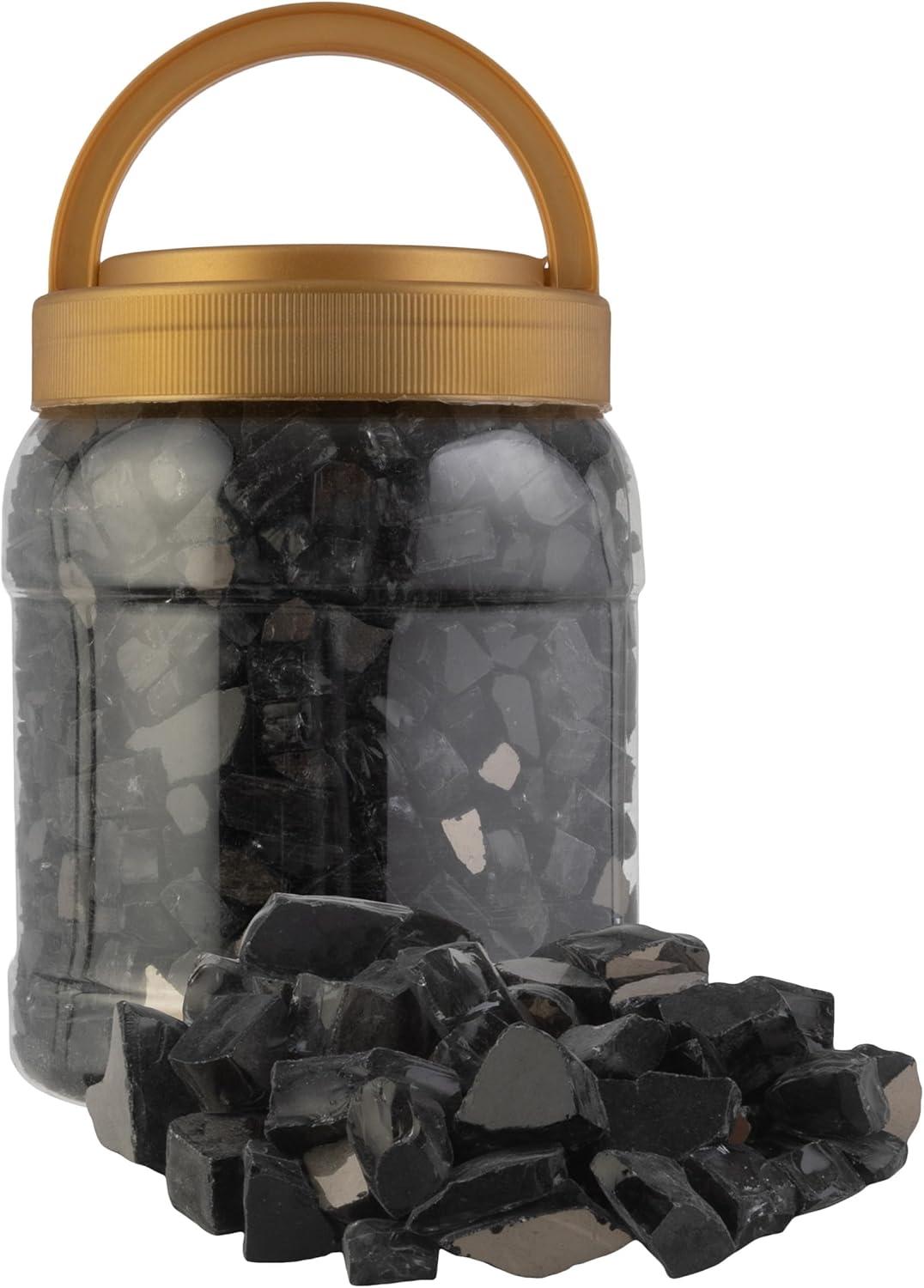 Pure Garden 10lbs Fire Pit Glass - 1/2-Inch Crushed Glass Rocks for Fireplaces, Landscape, Aquariums, or Vases
