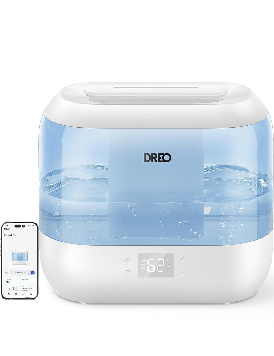 Dreo Humidifiers for Bedroom, Top Fill 4L Supersized Cool Mist Humidifier with Oil Diffuser and Nightlight, 32H Runtime, Quiet Ultrasonic Humidifiers for Home, Large Room, Baby Nursery and Plants