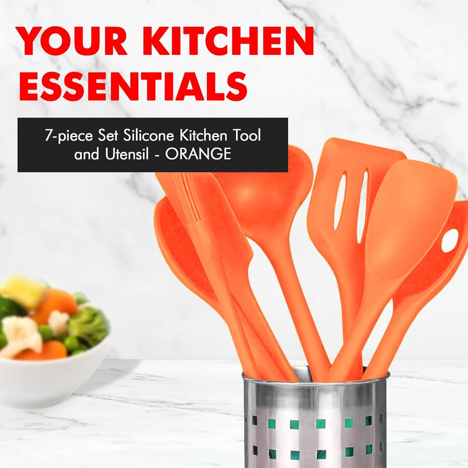 Chef Craft 7-Piece Orange Silicone Kitchen Utensil Set