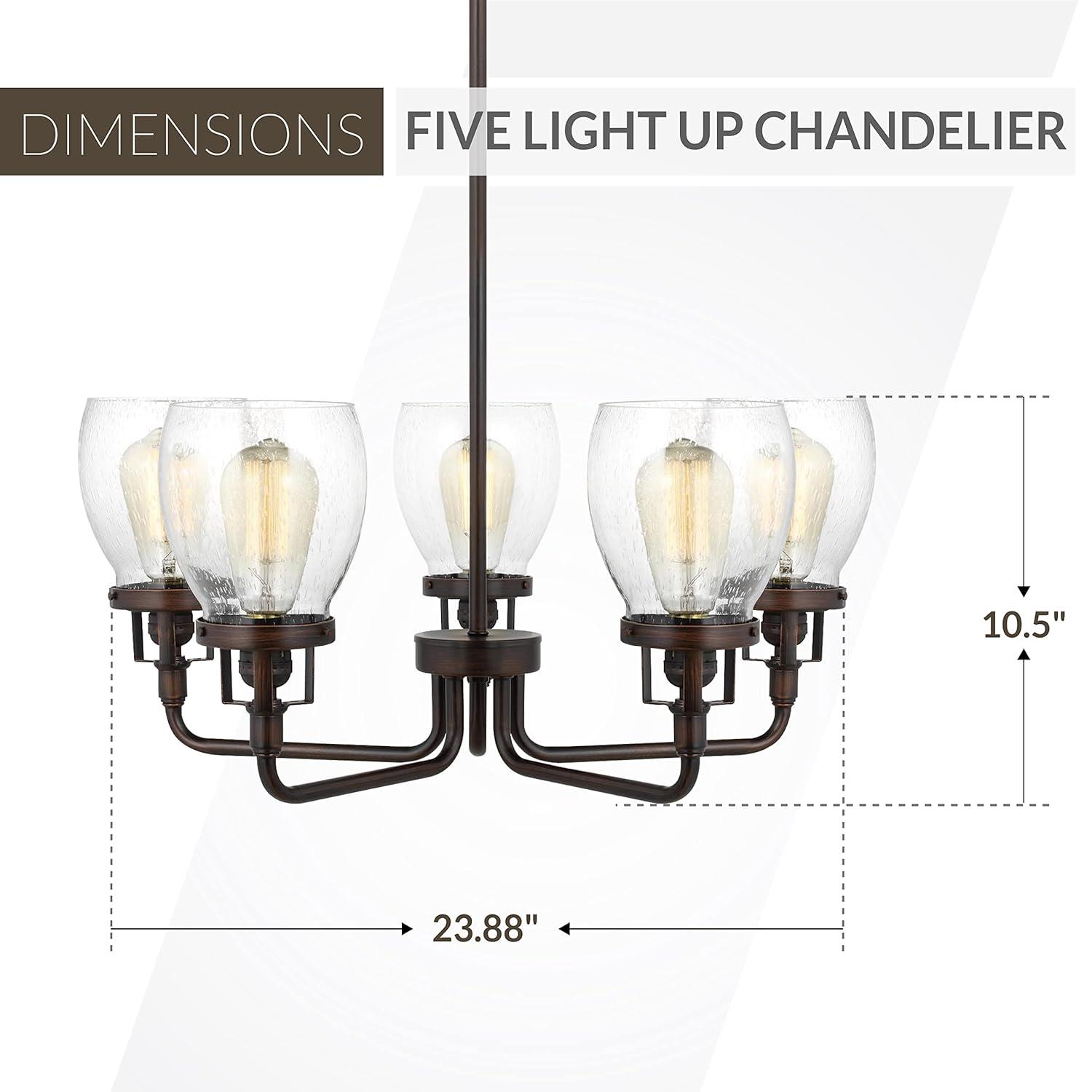 Generation Lighting Belton 5 -Light Bronze Transitional For Use in Bedrooms, Dining Rooms, Foyers, Kitchens, Living Rooms Chandelier