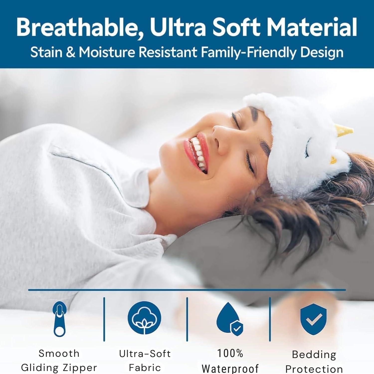 Guardmax - Bed Bug/Waterproof Pillow Protector - Zippered - Grey - 4/PK - King