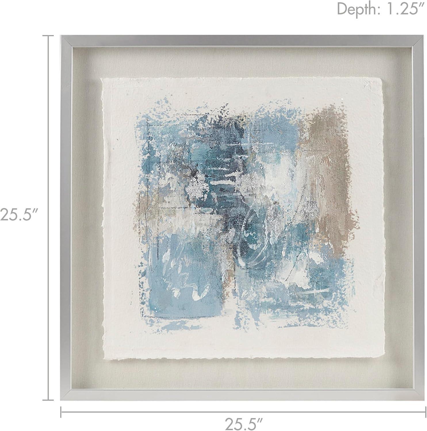 Blue and Neutral Abstract Rice Paper Framed Wall Art