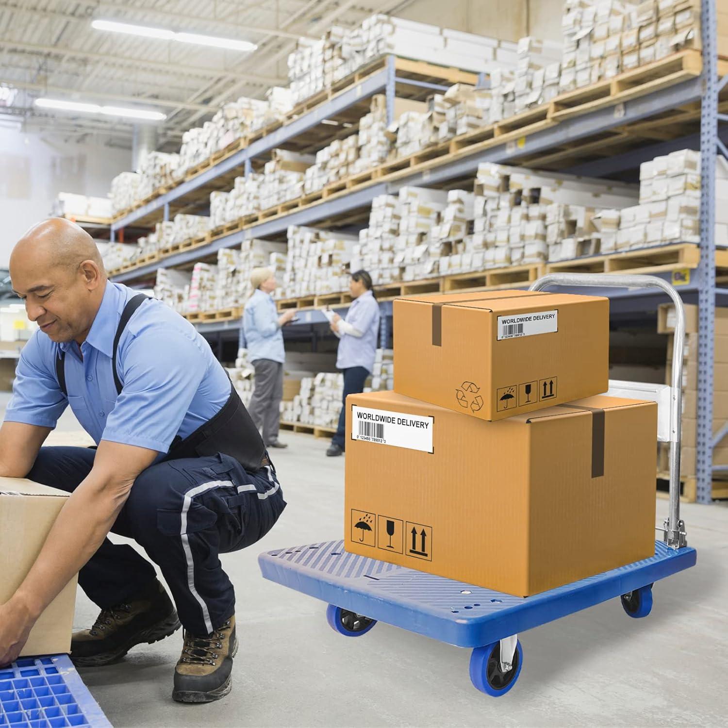 Blue Folding Steel Platform Hand Truck with Rubber Wheels