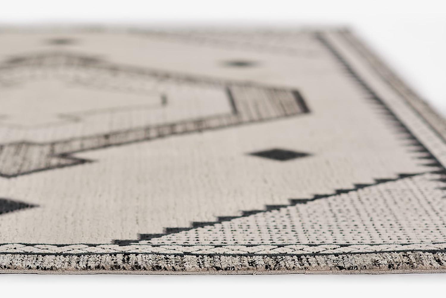 Momeni 7'10"x9'10" Noho Cooper Machine Loomed Area Rug Ivory: Geometric Pattern, Low Pile, Indoor Use, Polyester