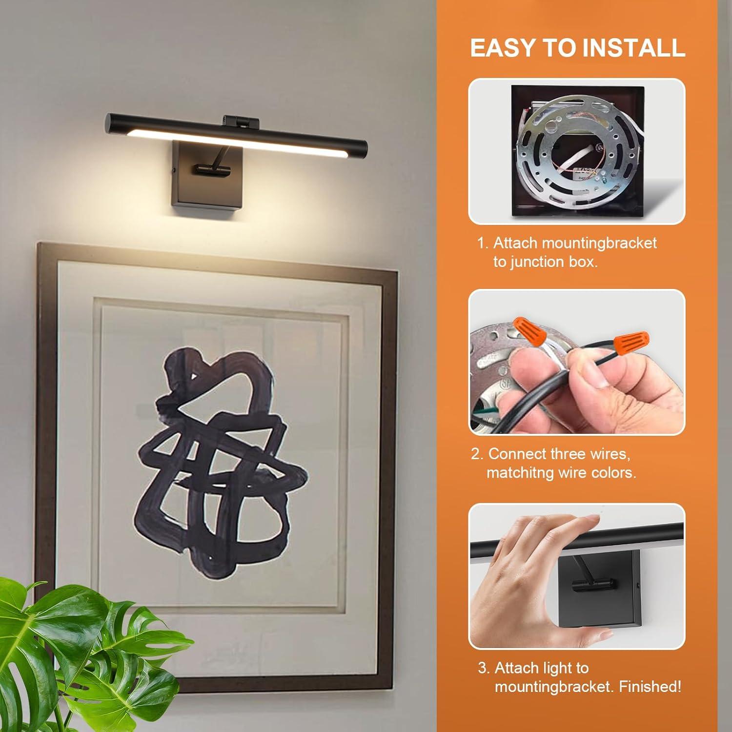 Black Metal Adjustable LED Wall Picture Light