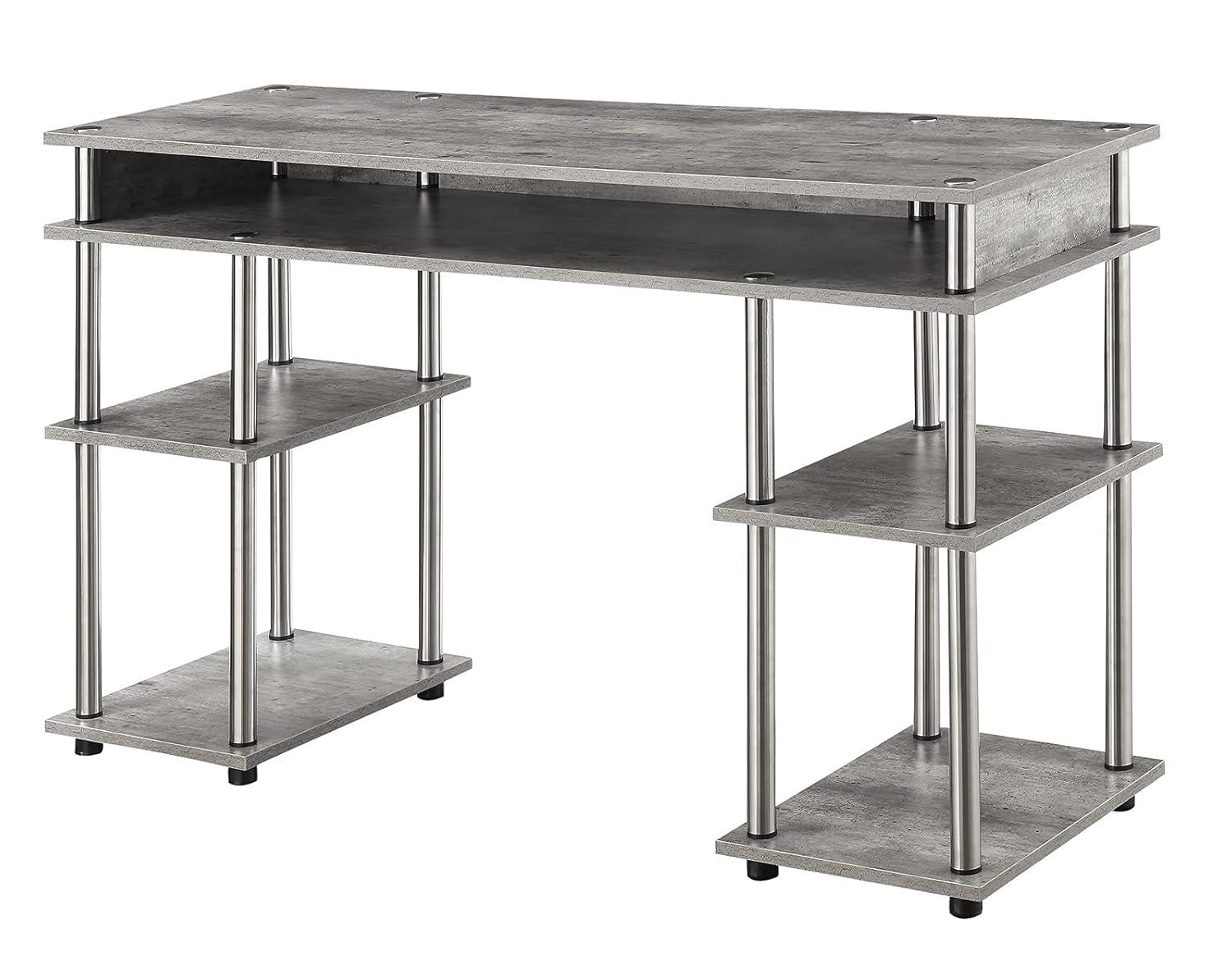 Convenience Concepts Designs2Go 30" Tall No Tools Student Desk with Shelves, Faux Birch