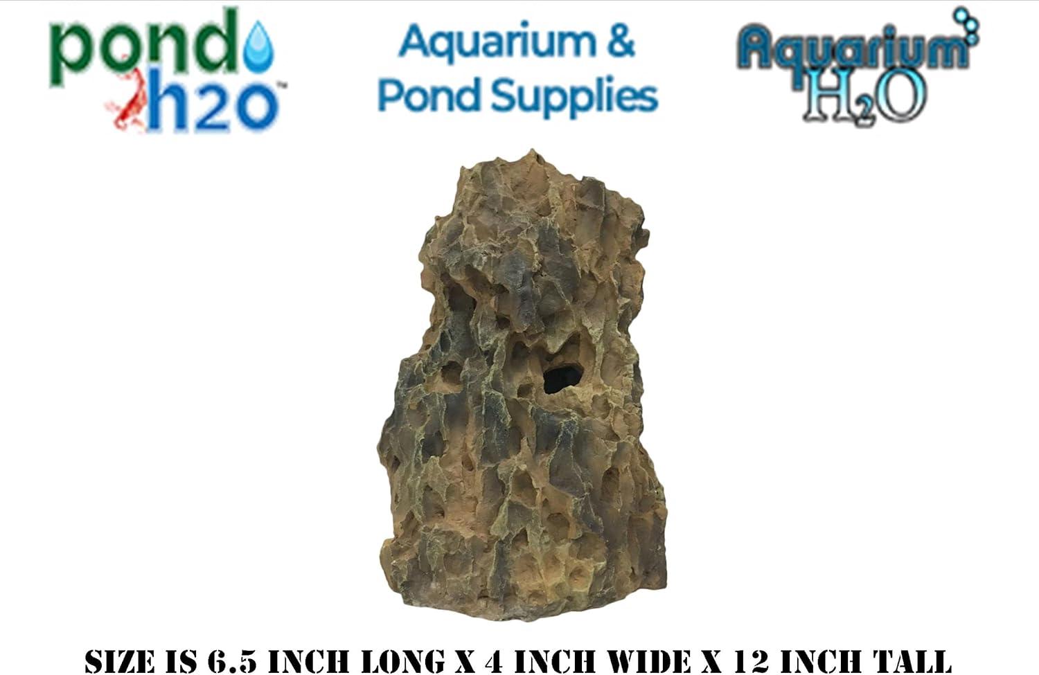 Artificial Dragon Stone Rock Formation, 12 Inches Tall, Aquarium Fish Ornament | Aquascape Large Resin Boulders Fish s, Reptile & Aquatic Habitat Safe