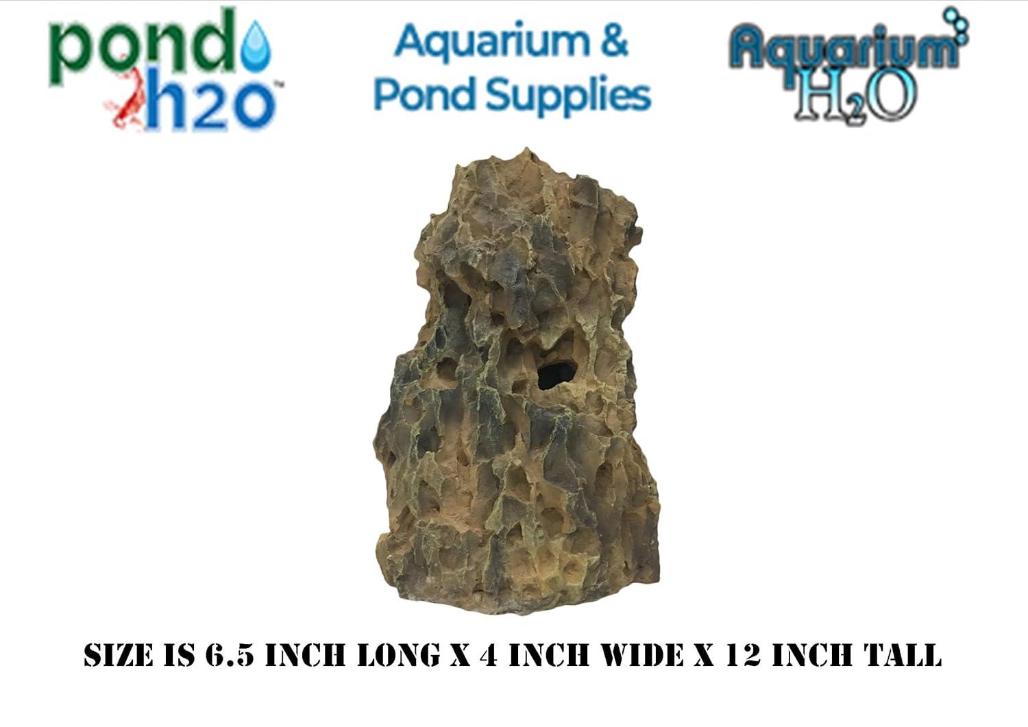 Artificial Dragon Stone Rock Formation, 12 Inches Tall, Aquarium Fish Ornament | Aquascape Large Resin Boulders Fish s, Reptile & Aquatic Habitat Safe