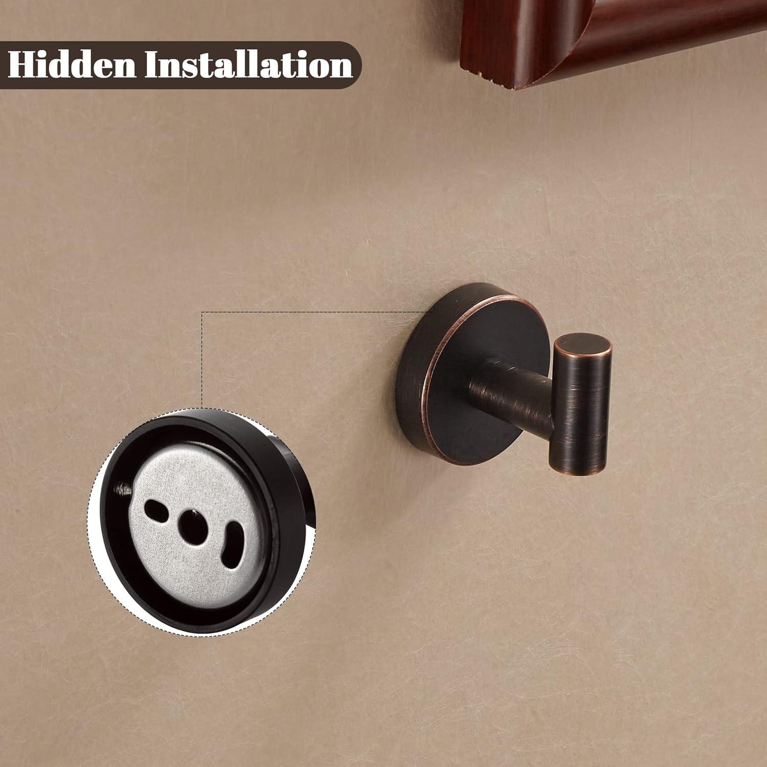 Oil Rubbed Bronze Wall Mounted Double Robe Hooks, 2-Pack