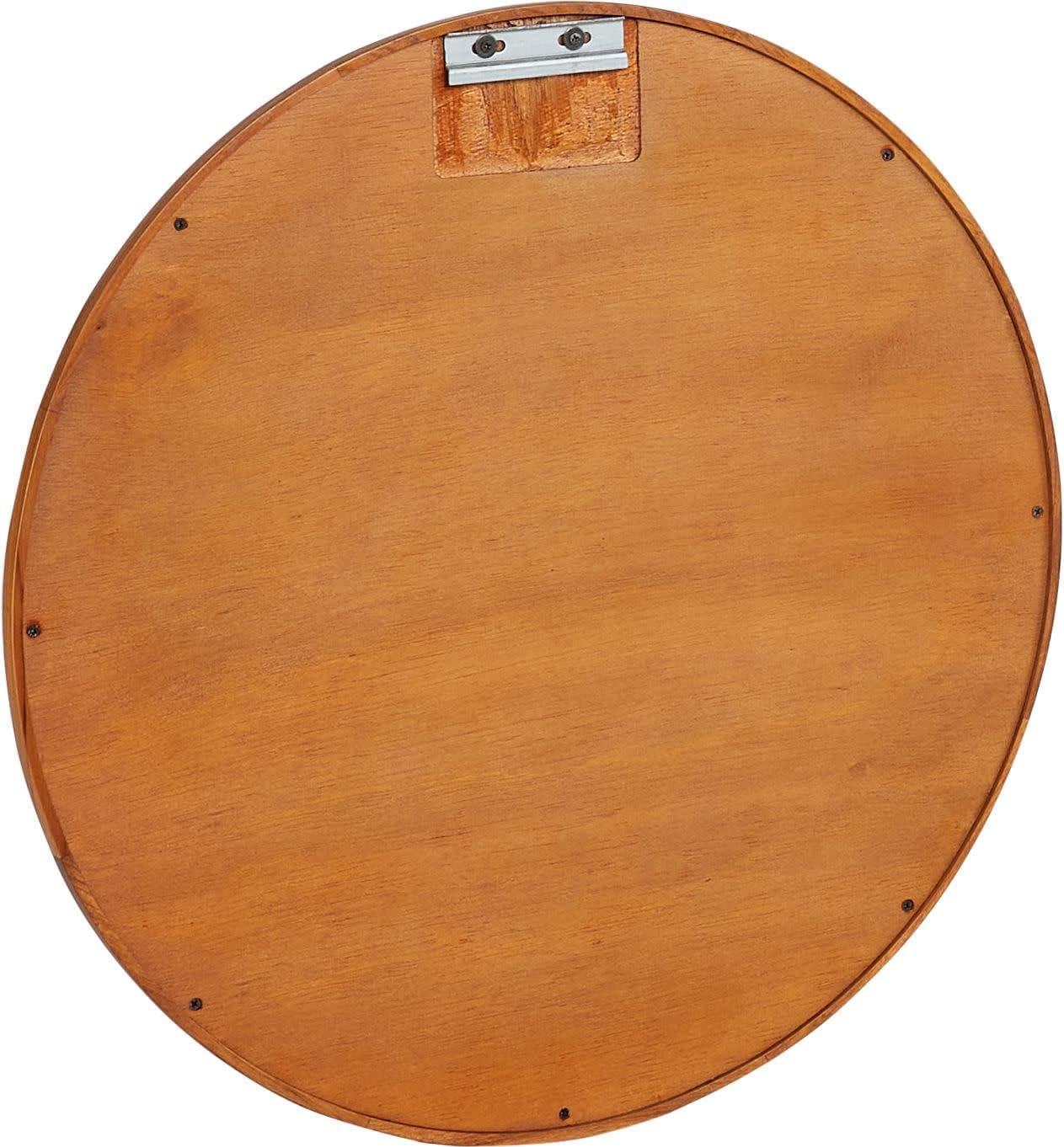 Novak 24" Teak Wood Framed Circular Bathroom Mirror