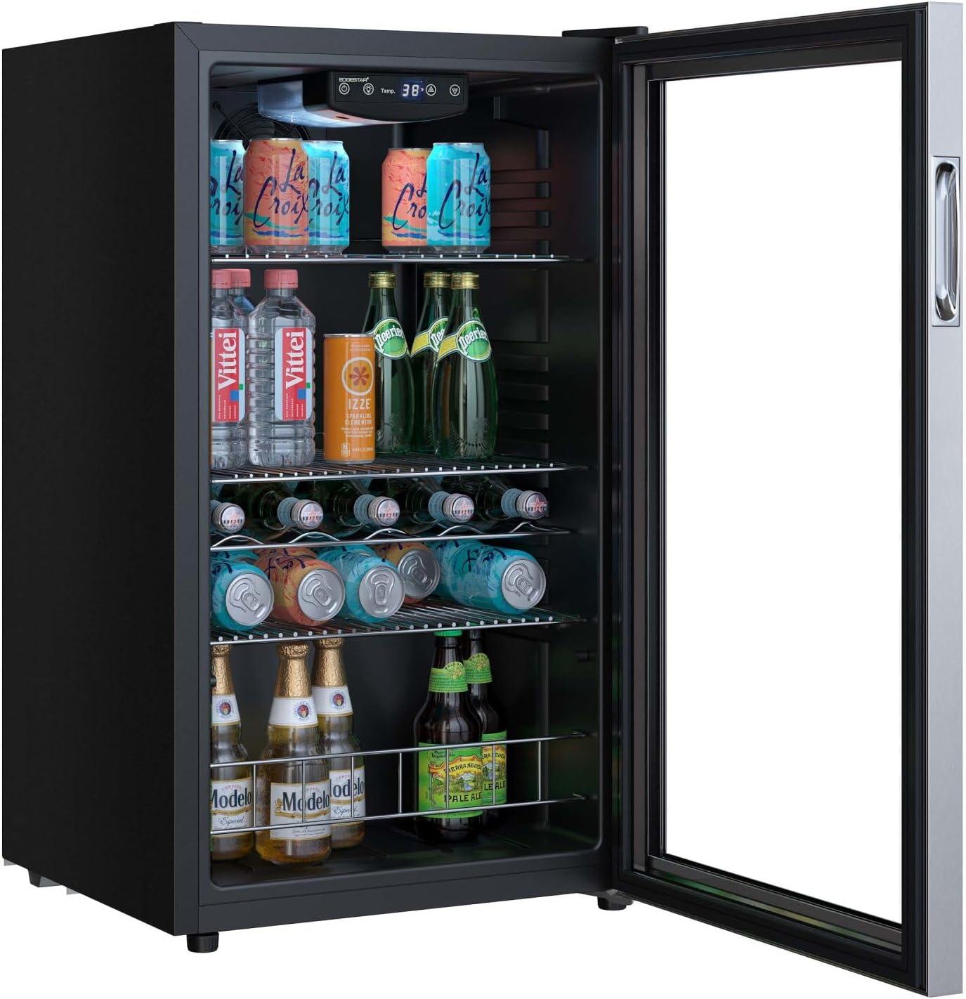 EdgeStar 18.88'' W Convertible 105 Cans (12 oz.) 3.36 Cubic Feet Beverage Cooler with Reversible Glass Door