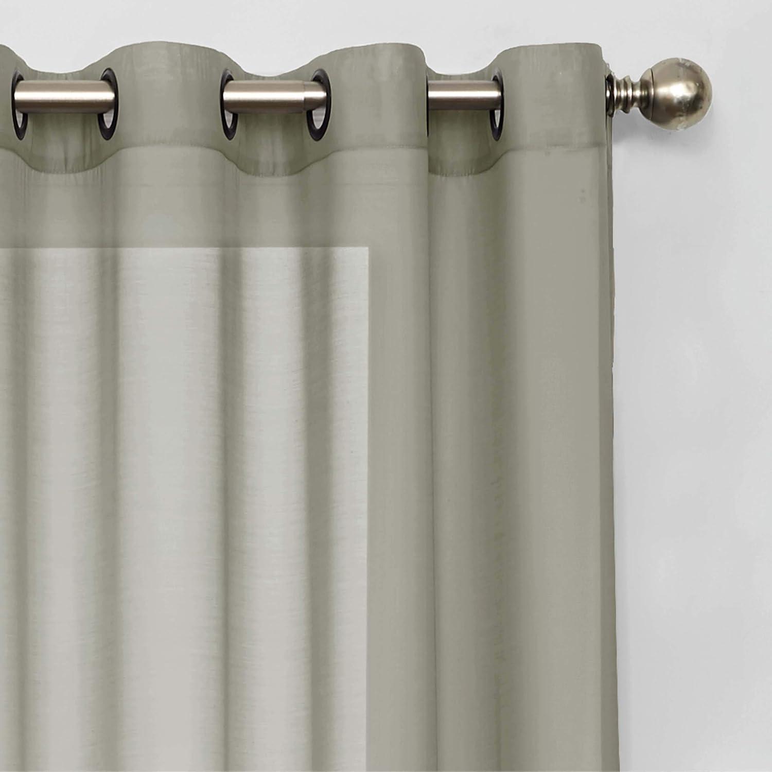 Sage Green Light Filtering Sheer Grommet Top Drapes, 52x63