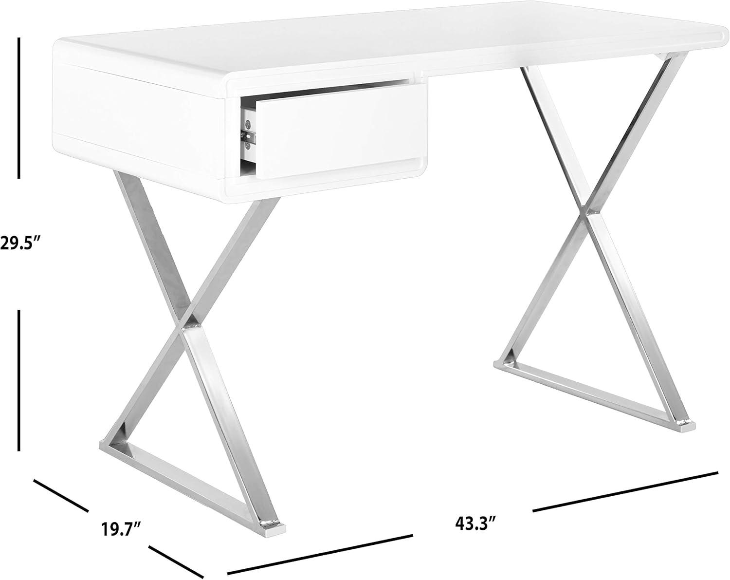 Hanover Desk - White/Chrome - Safavieh