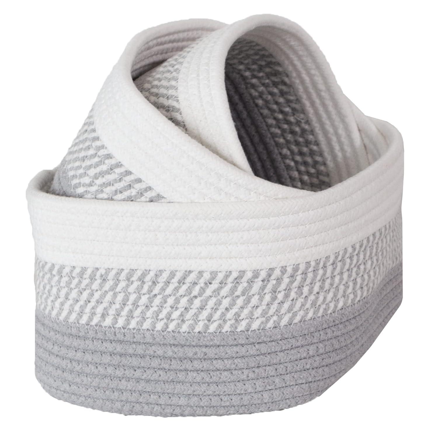 Home-Complete 3pc Storage Basket Set Gray: Cotton Cloth Bins for Shelves, Square Decorative Organizers, Hand Washable