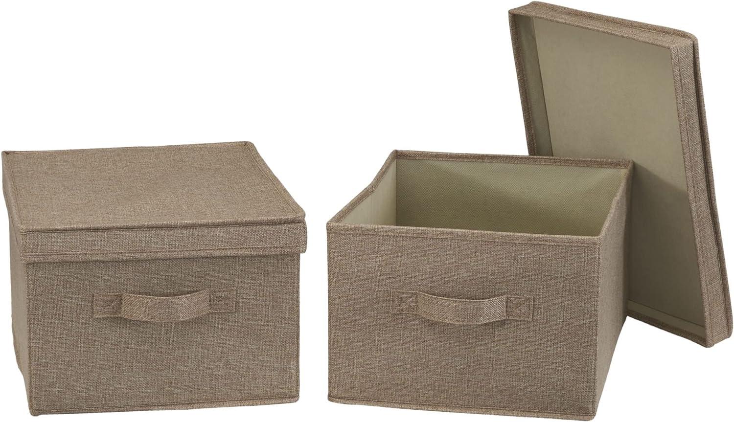 Latte Linen Large Stackable Storage Box with Lid Set