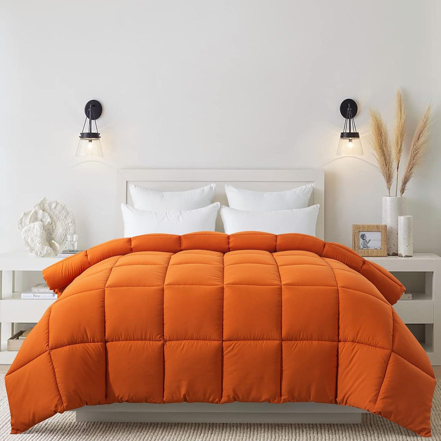 All Season Queen Size Bed Comforter Burnt Orange - Queen