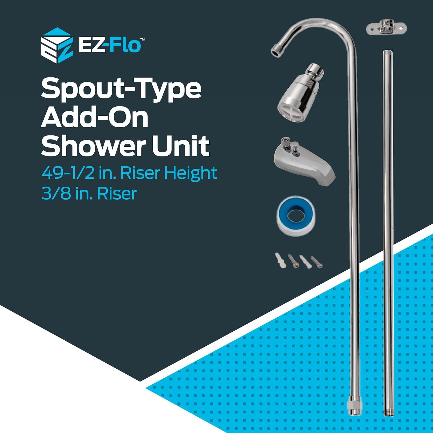 EZ-FLO 11120 Spout-Type Portable Add-On Shower Unit, Chrome Faucets