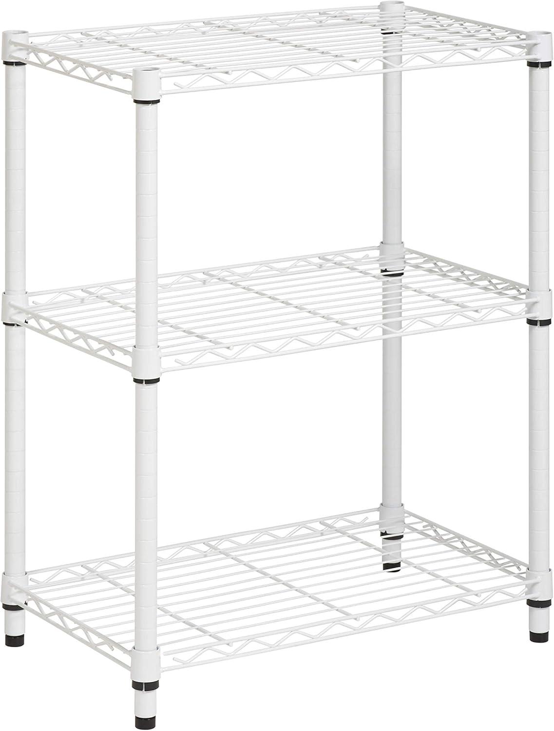 Heavy Duty Adjustable 3-Tier Steel Shelving Unit, White