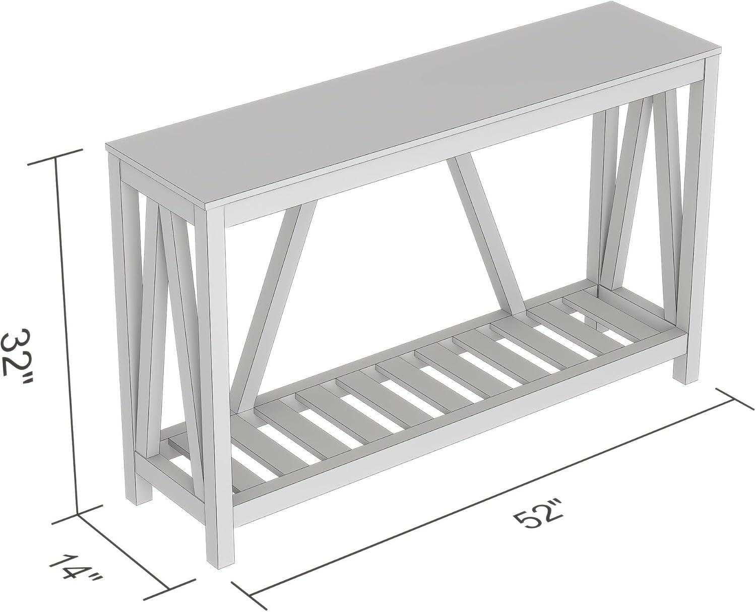 Dark Taupe Wood Console Table with Shelf, 52"