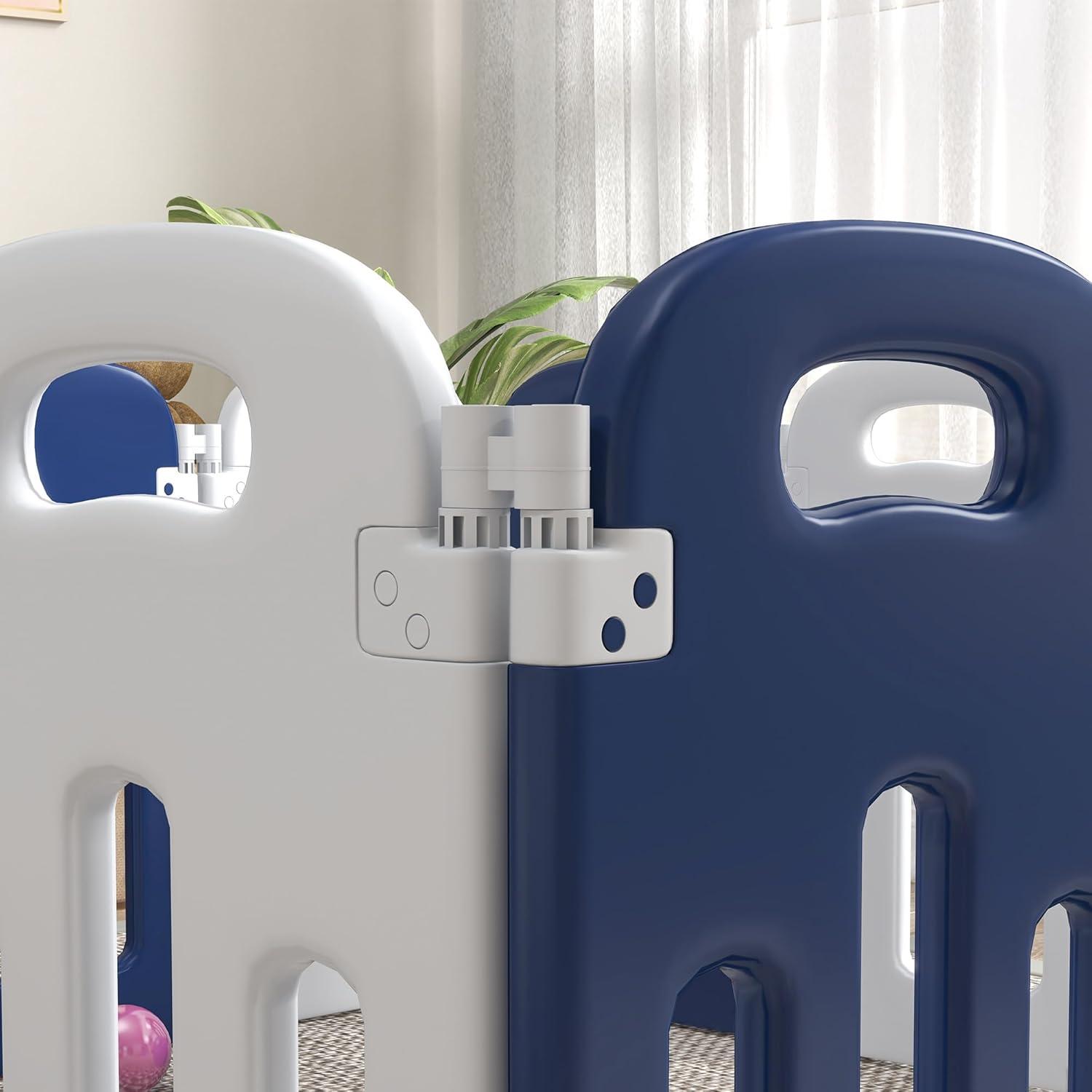 Qaba Baby Playpen, 14 Panels Sturdy Safety Play Yard for Babies and Toddlers, 57" x 57" Foldable Baby Playard, Indoor Outdoor Kids Activity Center with Anti-Slip Base