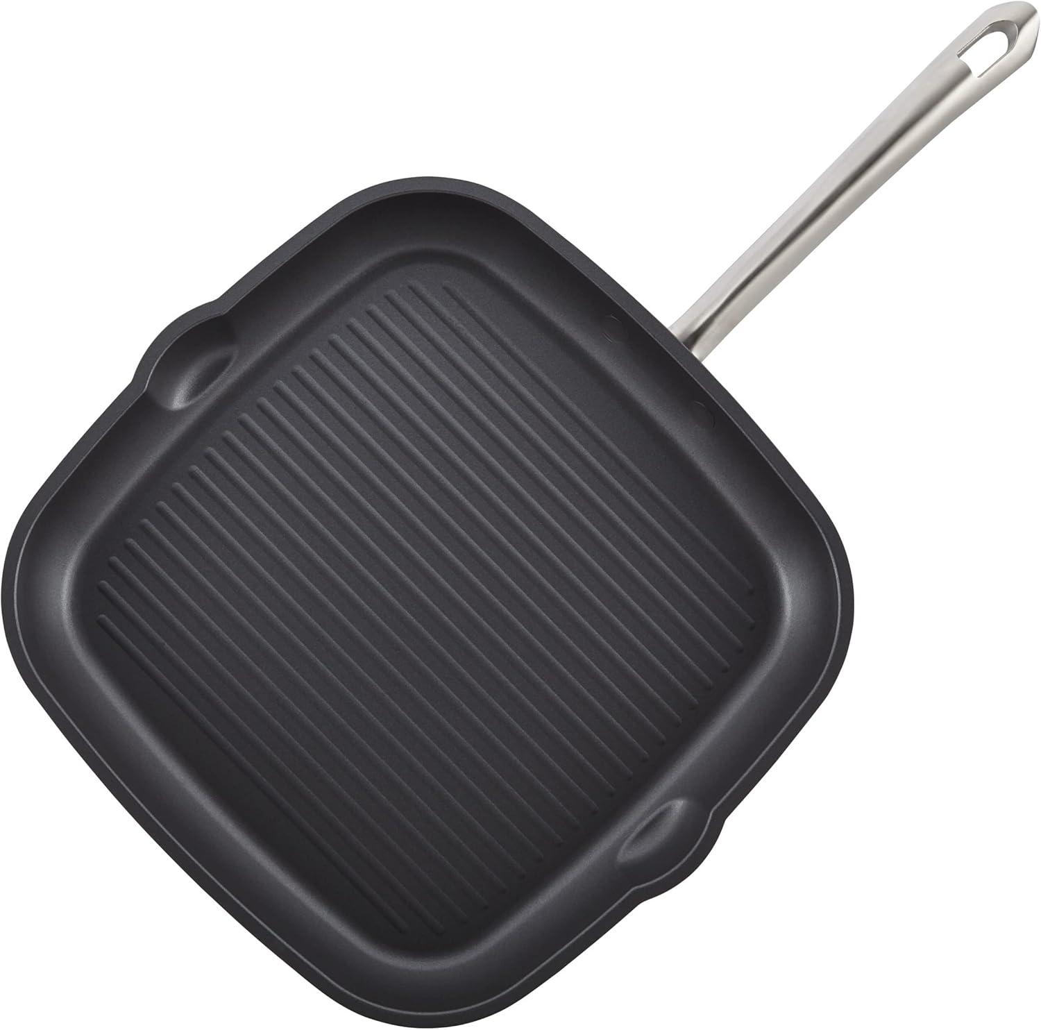 Anolon Accolade Forged Hard Anodized Nonstick Induction Square Stovetop Grill / Griddle Pan, 11 Inch, Moonstone
